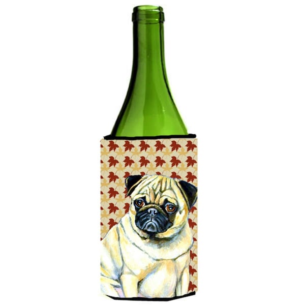 Carolines Treasures Pug Fall Leaves Portrait Wine Bottle  Hugger - 24 oz. - LH9117LITERK