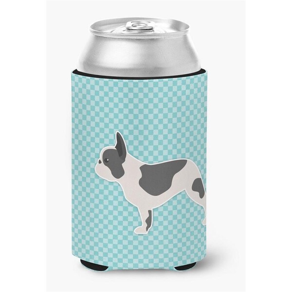 Carolines Treasures French Bulldog Checkerboard Blue Can or Bottle Hugger - BB3741CC