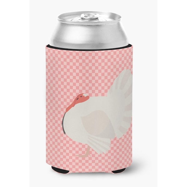 Carolines Treasures White Holland Turkey Pink Check Can or Bottle Hugger - BB7983CC