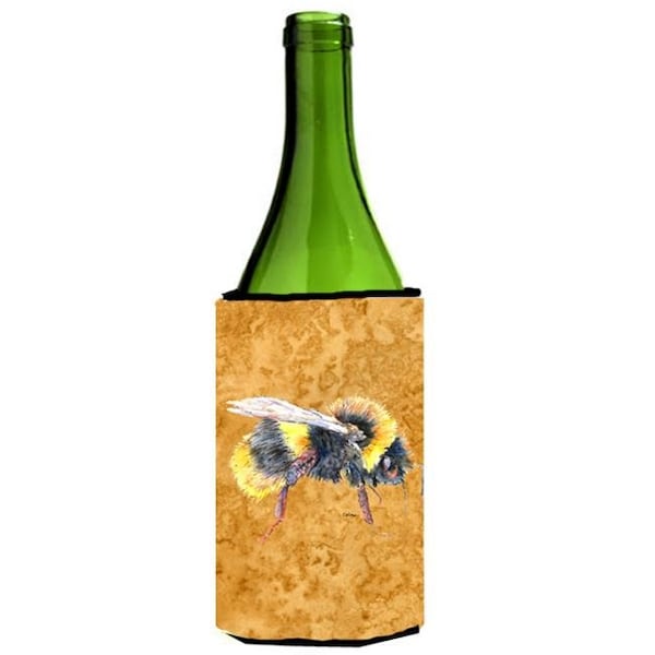 Carolines Treasures Carolines Treasures 8850LITERK Bee On Gold Wine bottle sleeve Hugger - 24 oz. - 8850LITERK