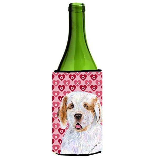 Carolines Treasures Clumber Spaniel Hearts Love And Valentines Day Wine bottle sleeve Hugger - SS4500LITERK