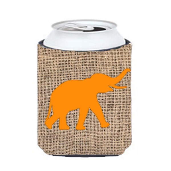 Carolines Treasures Elephant Burlap and Orange Can or Bottle  Hugger - BB1011-BL-OR-CC