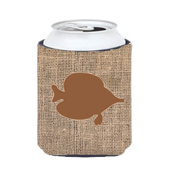 Carolines Treasures Fish - Tang Fish Burlap And Brown Can Or Bottle  Hugger - BB1023-BL-BN-CC