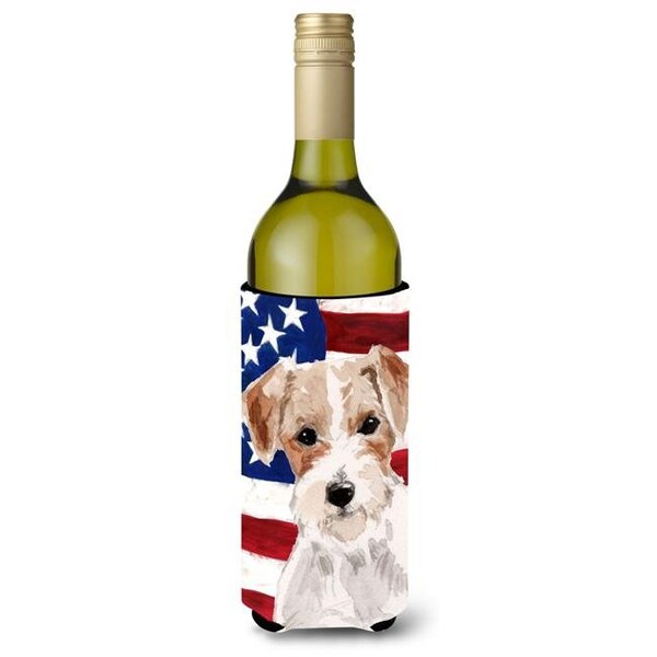 Carolines Treasures Carolines Treasures BB9368LITERK Wire Hair Jack Russell Patriotic Wine Bottle Beverge Insulator Hugger - BB9368LITERK