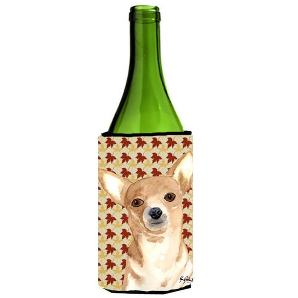 Carolines Treasures Chihuahua Fall Leaves Wine bottle sleeve Hugger 24 oz. - RDR3015LITERK