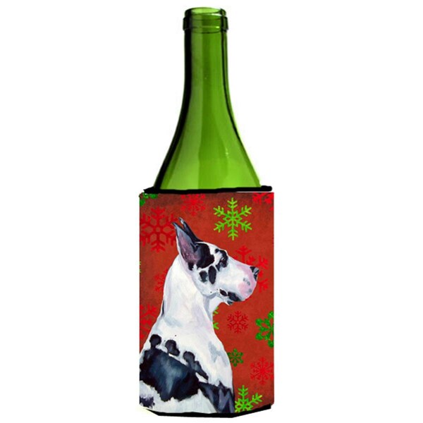 Carolines Treasures Great Dane Snowflakes Holiday Christmas Wine bottle sleeve Hugger - LH9326LITERK
