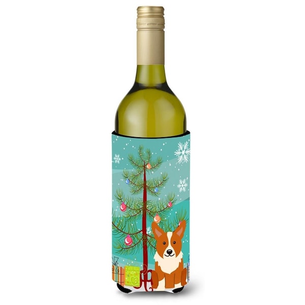 Carolines Treasures Merry Christmas Tree Corgi Wine Bottle Beverge Insulator Hugger - BB4225LITERK