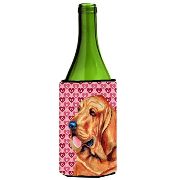 Carolines Treasures Bloodhound Hearts Love And Valentines Day Portrait Wine Bottle   Hugger - 24 oz. - LH9151LITERK