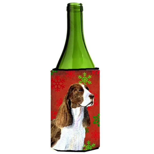 Carolines Treasures Springer Spaniel Red And Green Snowflakes Holiday Christmas Wine bottle sleeve - 24 oz. - SS4720LITERK