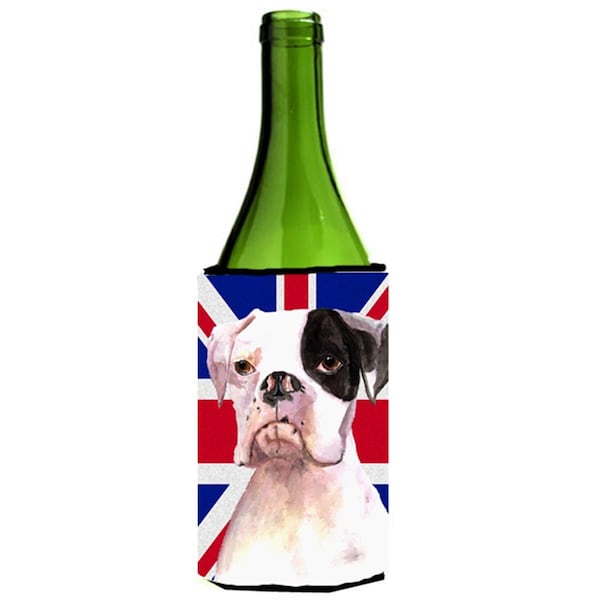 Carolines Treasures Boxer Cooper With English Union Jack British Flag Wine bottle sleeve Hugger - 24 oz. - RDR3030LITERK
