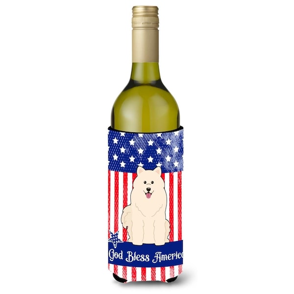 Carolines Treasures Patriotic USA Samoyed Wine Bottle Beverge Insulator Hugger - BB3025LITERK