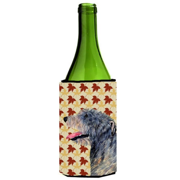 Carolines Treasures Irish Wolfhound Fall Leaves Portrait Wine bottle sleeve Hugger - 24 oz. - SS4350LITERK