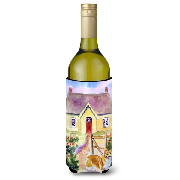 Carolines Treasures Pembroke Corgi Cottage Visit Wine Bottle Beverage Insulator Hugger - 7367LITERK