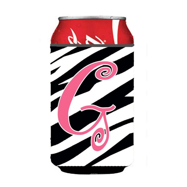 Carolines Treasures Letter G Initial Monogram - Zebra Stripe And Pink Can Or Bottle  Hugger - CJ1037-GCC