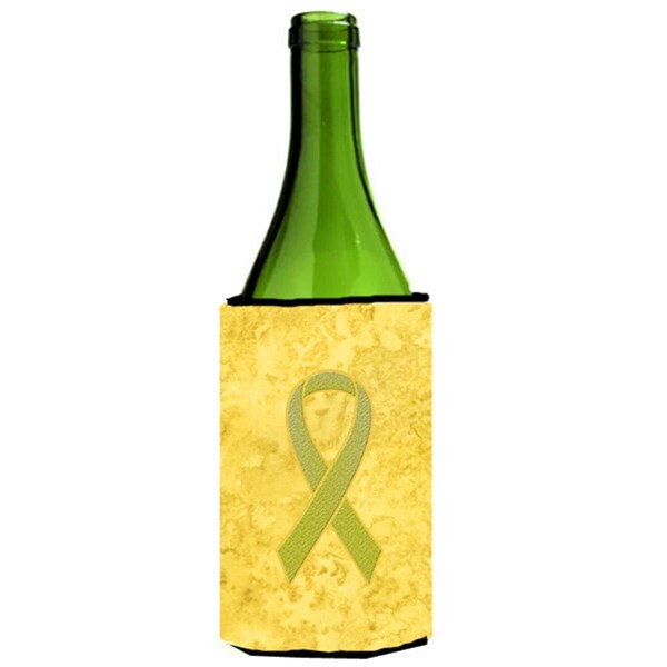 Carolines Treasures Yellow Ribbon for Sarcoma  Bone or Bladder Cancer Awareness Wine bottle sleeve Hugger  24 Oz. - AN1203LITERK