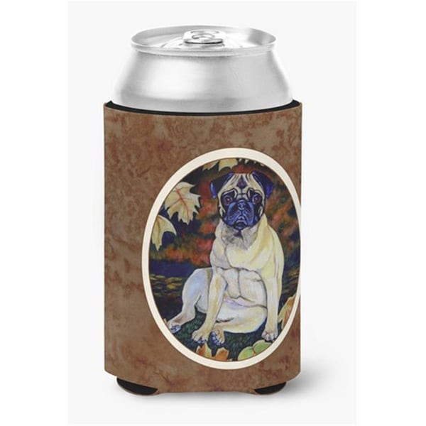 Carolines Treasures Fawn Pug in Fall Leaves Can or Bottle Hugger - 7160CC