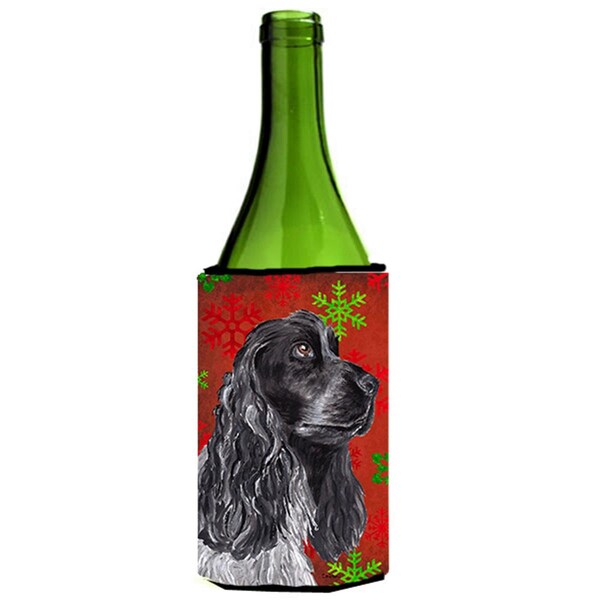 Carolines Treasures Cocker Spaniel Red Snowflake Christmas Wine bottle sleeve Hugger - 24 oz. - SC9582LITERK