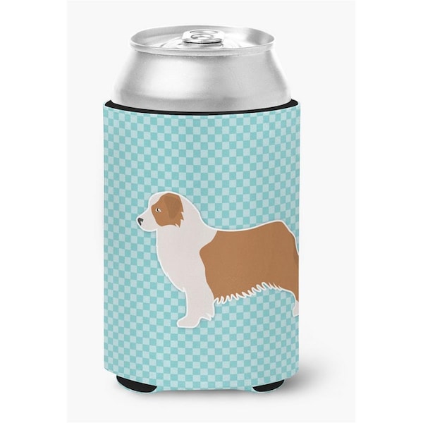 Carolines Treasures Australian Shepherd Dog Checkerboard Blue Can or Bottle Hugger - BB3733CC