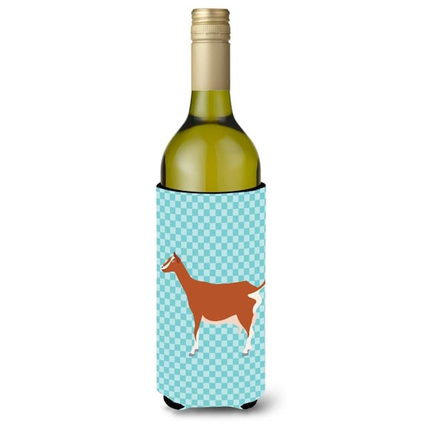 Carolines Treasures Toggenburger Goat Blue Check Wine Bottle Beverge Insulator Hugger - BB8055LITERK