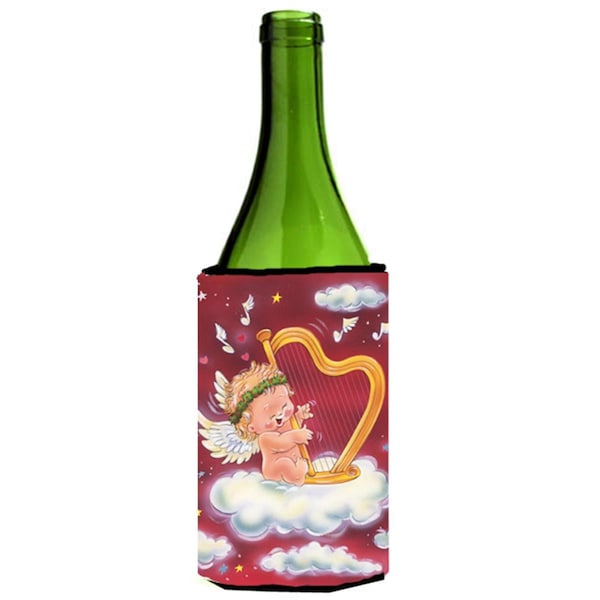 Carolines Treasures Angels with Harp Valentines Wine Bottle Can cooler Hugger - AAH7273LITERK