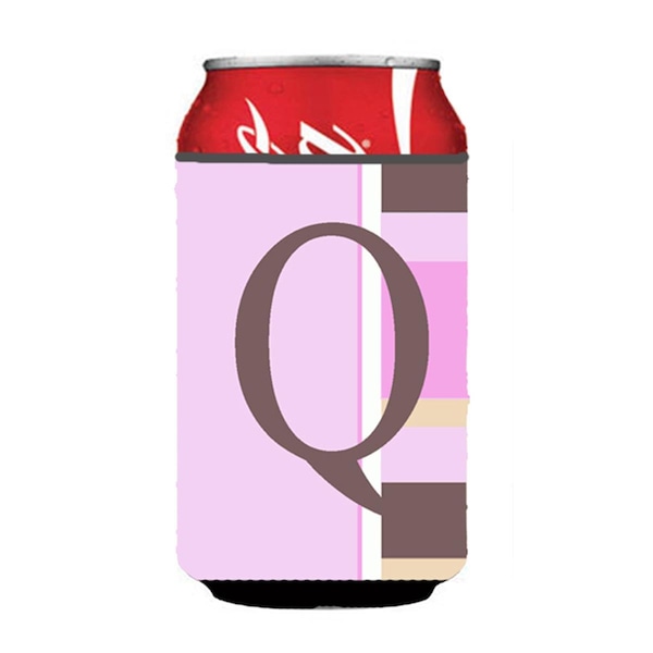 Carolines Treasures Letter Q Initial Monogram - Pink Stripes Can or Bottle  Hugger - CJ1005-QCC