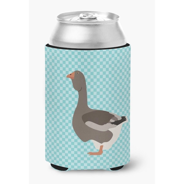 Carolines Treasures Toulouse Goose Blue Check Can or Bottle Hugger - BB8071CC