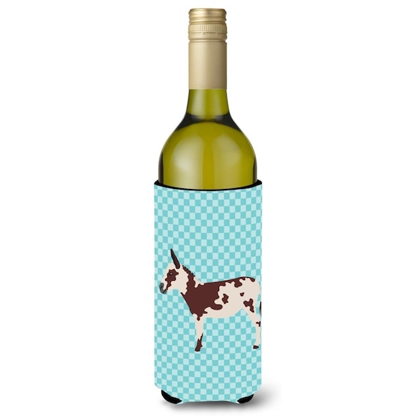 Carolines Treasures American Spotted Donkey Blue Check Wine Bottle Beverge Insulator Hugger - BB8025LITERK