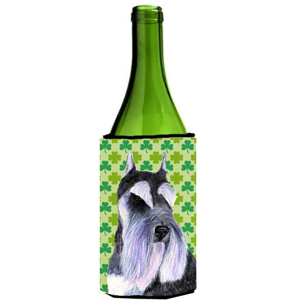 Carolines Treasures Schnauzer St. Patricks Day Shamrock Wine bottle sleeve Hugger - 24 oz. - SS4408LITERK
