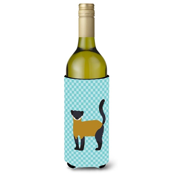Carolines Treasures Yellow-Throated Marten Blue Check Wine Bottle Beverge Insulator Hugger - BB8048LITERK