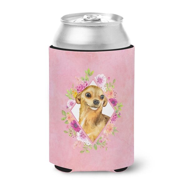 Carolines Treasures Chihuahua No.1 Pink Flowers Can or Bottle Hugger - CK4128CC