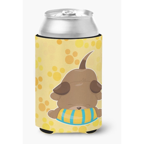 Carolines Treasures Puppy on Yellow Pawprints Can or Bottle Hugger - BB7076CC