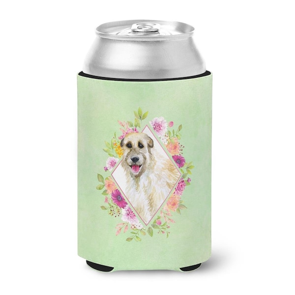 Carolines Treasures Irish Wolfhound Green Flowers Can or Bottle Hugger - CK4313CC