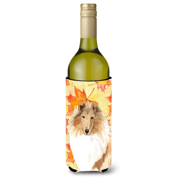 Carolines Treasures Fall Leaves Rough Collie Wine Bottle Beverage Insulator Hugger - CK1830LITERK