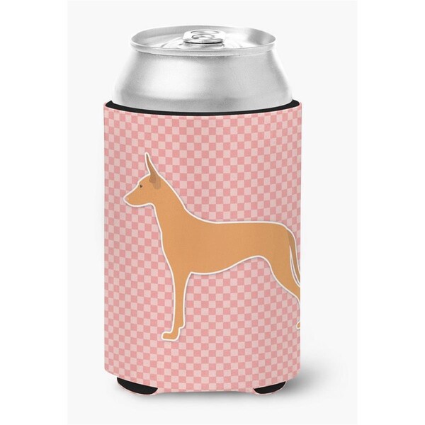 Carolines Treasures Pharaoh Hound Checkerboard Pink Can or Bottle Hugger - BB3588CC