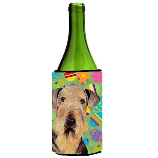 Carolines Treasures Airedale Easter Eggtravaganza Wine Bottle  Hugger - 24 oz. - SC9453LITERK