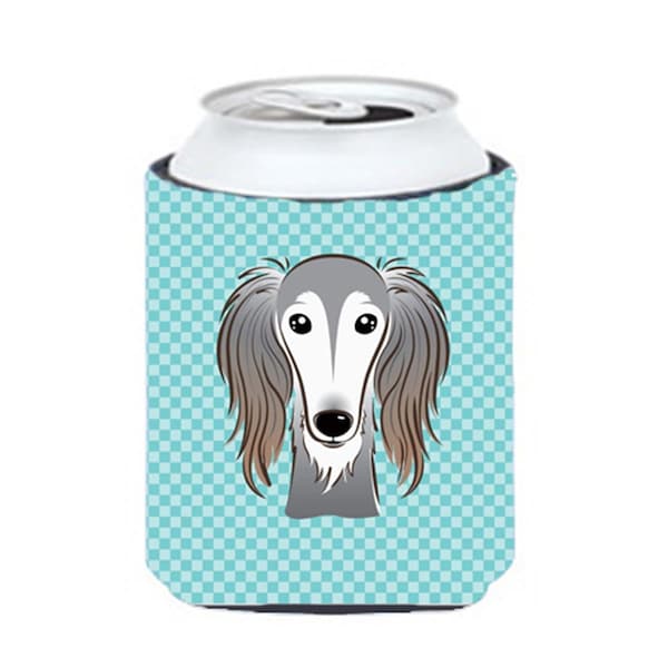 Carolines Treasures Checkerboard Blue Saluki Can Or Bottle Hugger- 12 Oz. - BB1167CC