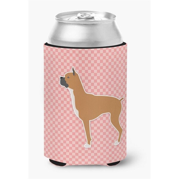 Carolines Treasures Boxer Checkerboard Pink Can or Bottle Hugger - BB3653CC