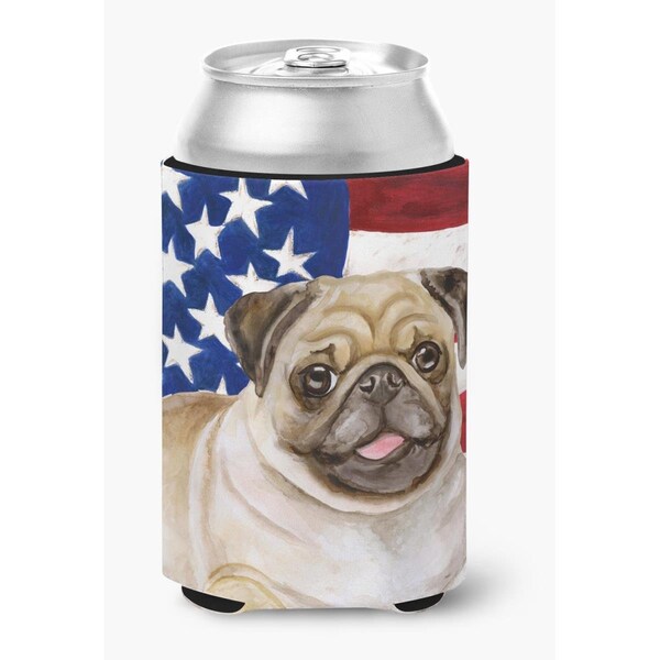 Carolines Treasures Fawn Pug Patriotic Can or Bottle Hugger - BB9718CC