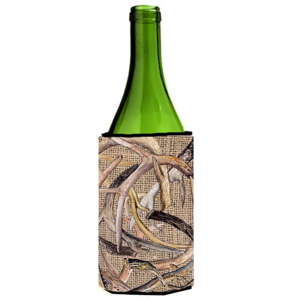 Carolines Treasures Deer Horns On Faux Burlap Wine bottle sleeve Hugger - 24 oz. - 8732LITERK