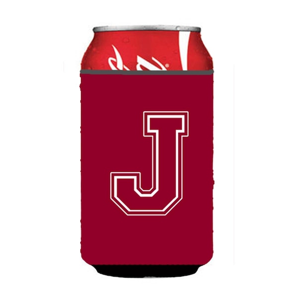 Carolines Treasures Letter J Initial Monogram - Maroon And White Can Or Bottle  Hugger - CJ1032-JCC