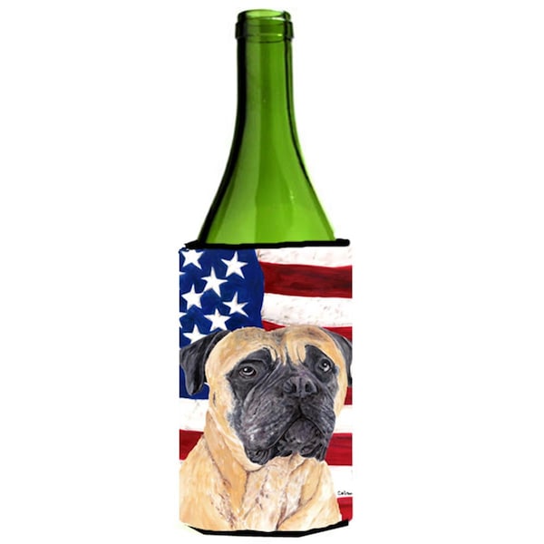 Carolines Treasures Usa American Flag With Mastiff Wine bottle sleeve Hugger - 24 oz. - SC9031LITERK