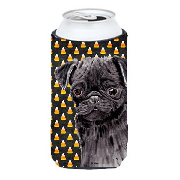 Carolines Treasures Pug Candy Corn Halloween Portrait Tall Boy Hugger - 22 To 24 oz. - SC9176TBC