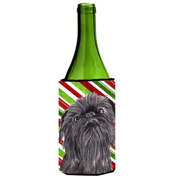 Carolines Treasures Brussels Griffon Candy Cane Christmas Wine bottle sleeve Hugger - 24 oz. - SC9615LITERK