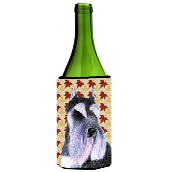 Carolines Treasures Schnauzer Fall Leaves Portrait Wine bottle sleeve Hugger - SS4379LITERK