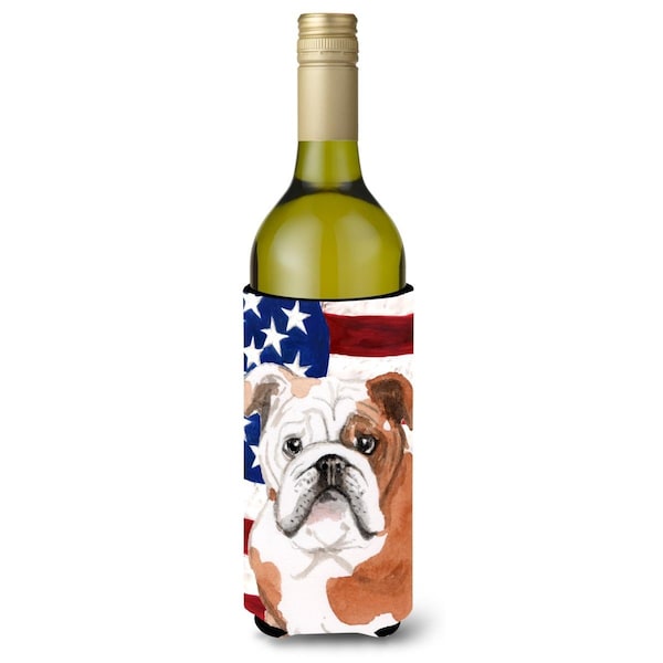 Carolines Treasures English Bulldog Patriotic Wine Bottle Beverge Insulator Hugger - BB9381LITERK