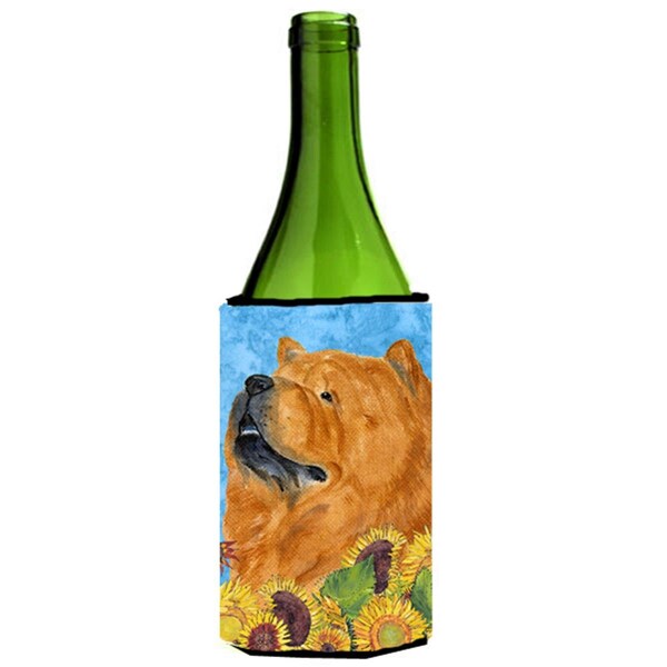 Carolines Treasures Chow Chow In Summer Flowers Wine bottle sleeve Hugger - 24 oz. - SS4135LITERK