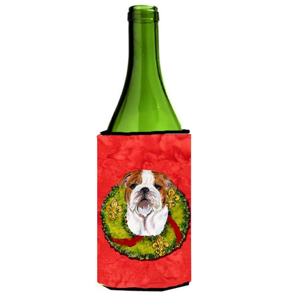 Carolines Treasures Bulldog English Christmas Wreath Wine bottle sleeve Hugger - 24 oz. - SS4174LITERK