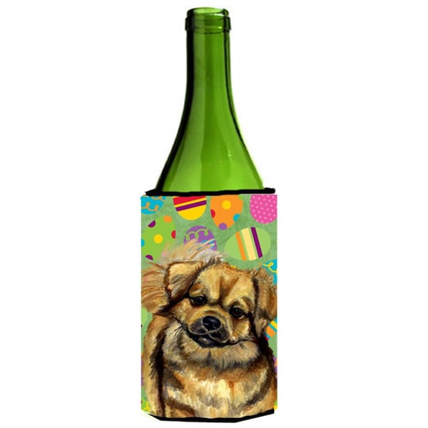 Carolines Treasures Tibetan Spaniel Easter Eggtravaganza Wine Bottle   Hugger - 24 oz. - LH9439LITERK
