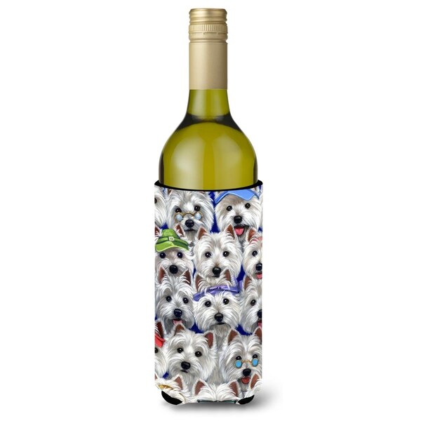 Carolines Treasures 24 oz Westie Many Faces Wine Bottle Hugger - PPP3217LITERK