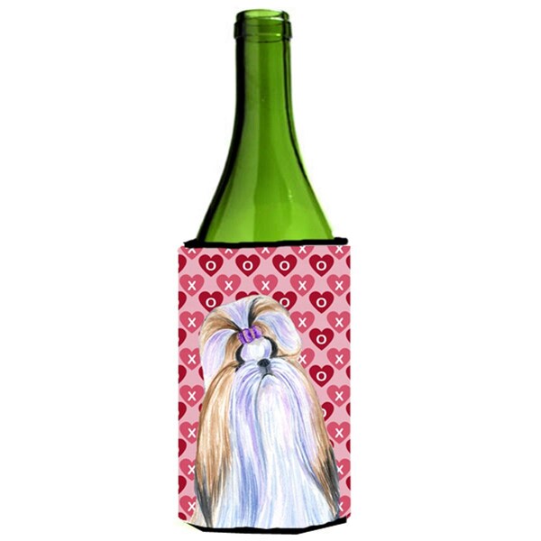 Carolines Treasures Shih Tzu Hearts Love And Valentines Day Portrait Wine bottle sleeve Hugger - 24 oz. - SS4465LITERK